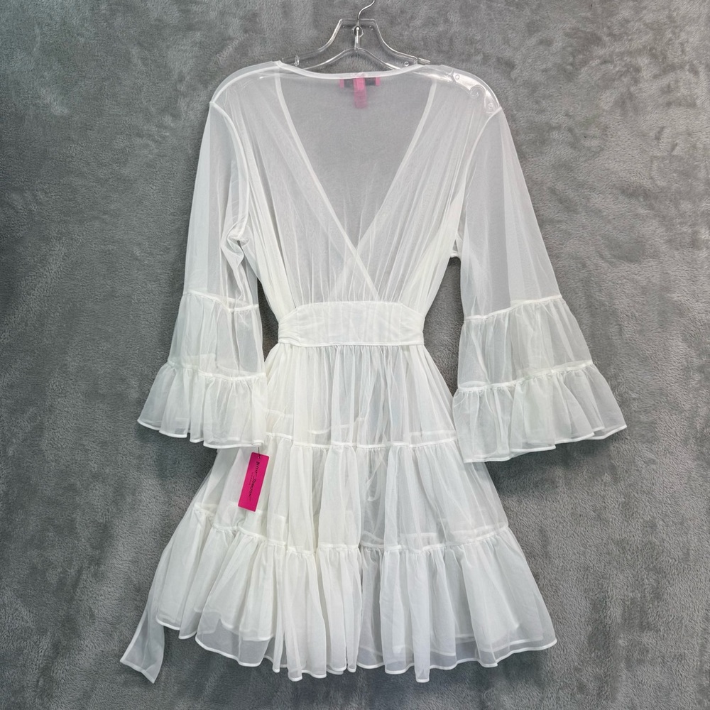 Vintage Betsey Johnson Intimates OS Robe Tricot Sheer Ruffles - Picture 5 of 6